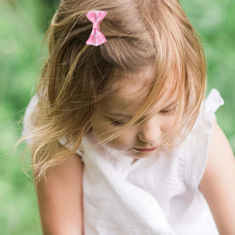 1 Set/Bag Baby Girls Cute Colors Satin Dot Bow Ornament Hair Clips Children Sweet Plaid Barrettes Hairpins Kids Hair Accessories