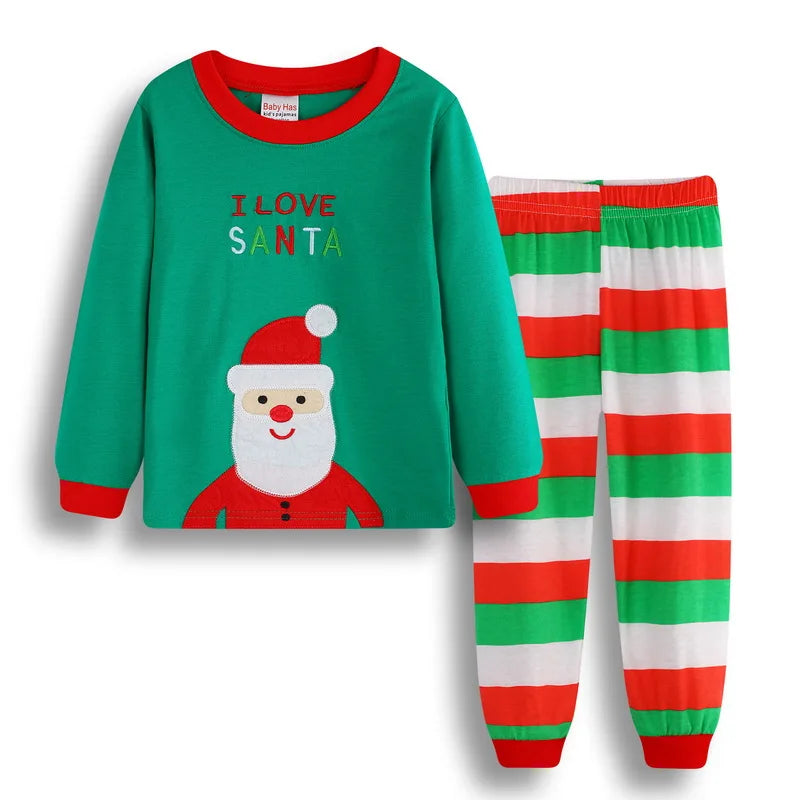 Kid Pajamas Set Baby Boy Clothes Girl Sleepwear Nightwear Children Santa Claus Christmas Pyjamas Cotton Clothing Set 2-7T