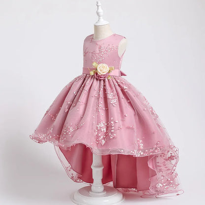 New Pageant Vintage Kids Party Bridesmaid Dresses For Girls Children Costume Wedding Dress Girl Infant Vestido Teen 6 8 10 12Y