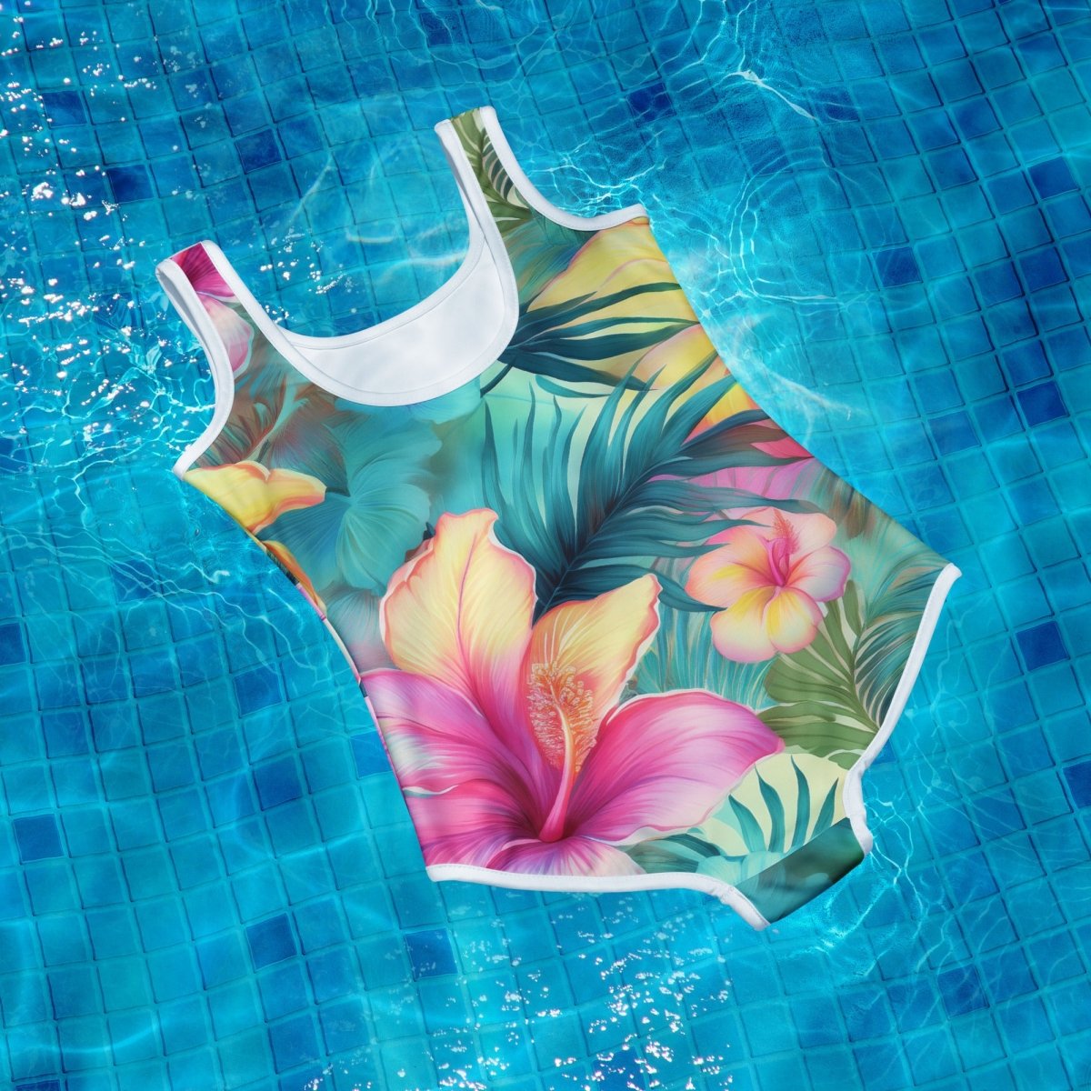 Teen Youth Hawaiian Floral 🌸 Pattern One Piece Swimsuit 🩱