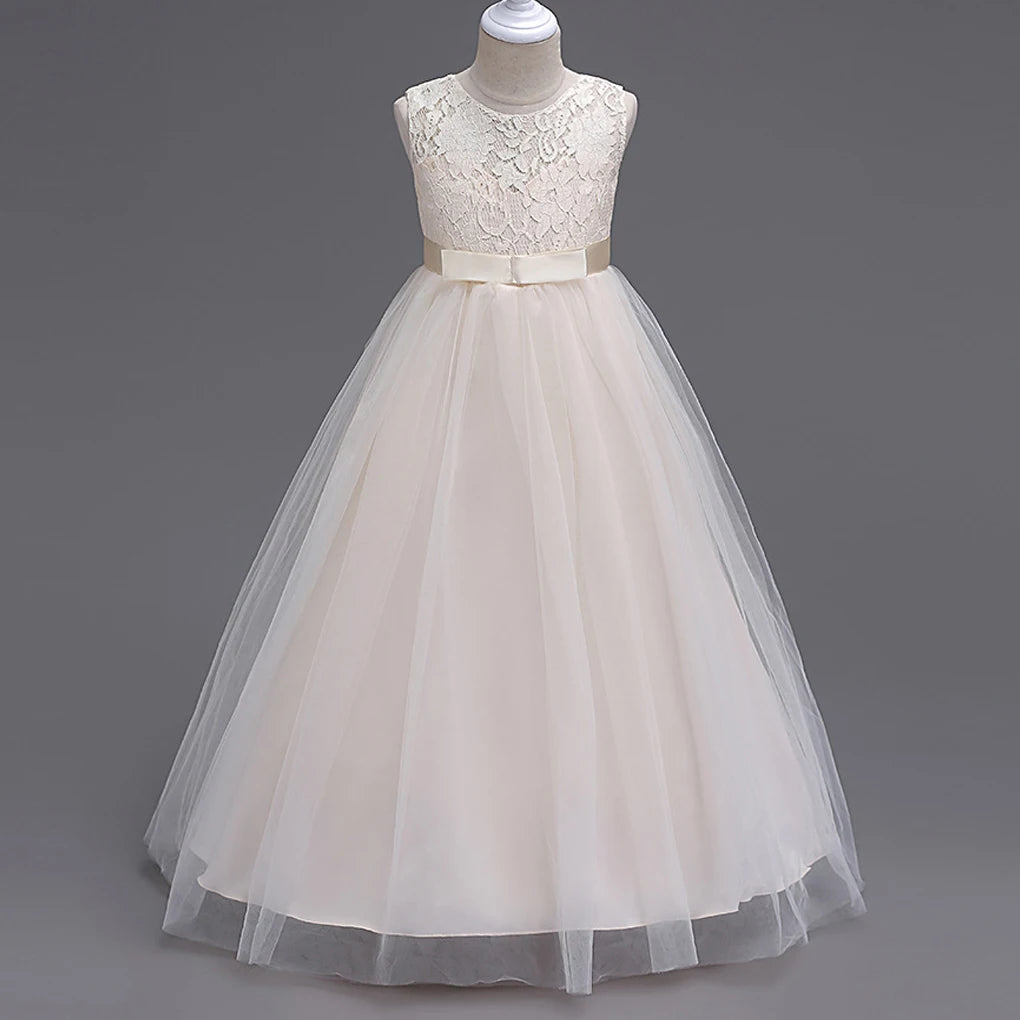 4-15yrs Kids Dresses For Girl Clothes Lace Flower Ball Gown Girls Long Dress For Wedding Prom Party Dresses Teenage Girl Costume