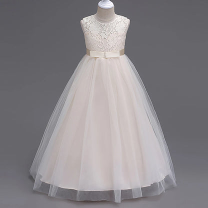 4-15yrs Kids Dresses For Girl Clothes Lace Flower Ball Gown Girls Long Dress For Wedding Prom Party Dresses Teenage Girl Costume