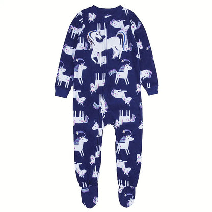 One-piece pajamas for children aged 3-10, pajamas for boys and girls, fleece one-piece suits, soft and warm.