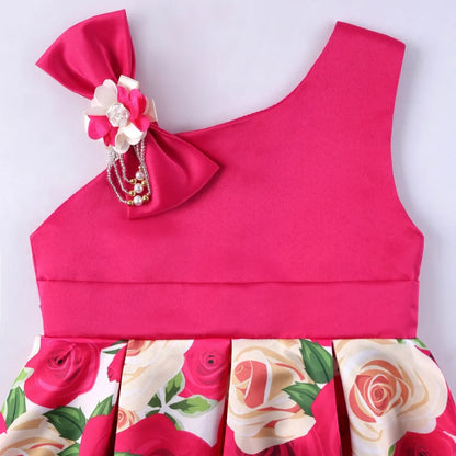 Girls Dress For Kids Clothes Flower One-shoulder Pageant Birthday Wedding Party Princess Children Dress 3 4 5 6 7 8 9 years