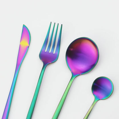 30 Pieces Dinnerware Matte Stainless Steel Cutlery Set Roes Gold Knives Fork Teaspoons Silverware Kitchen Party Dinner Tableware