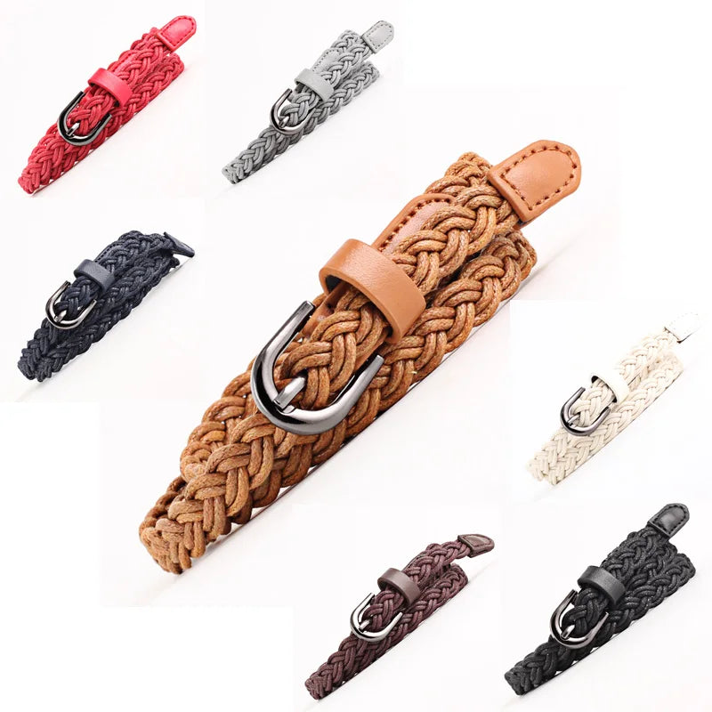 Fashion Casual Woven Knitted  Leather Female Waistband Ladies Decorative Women Belts Clothes Accessories Rope Braided