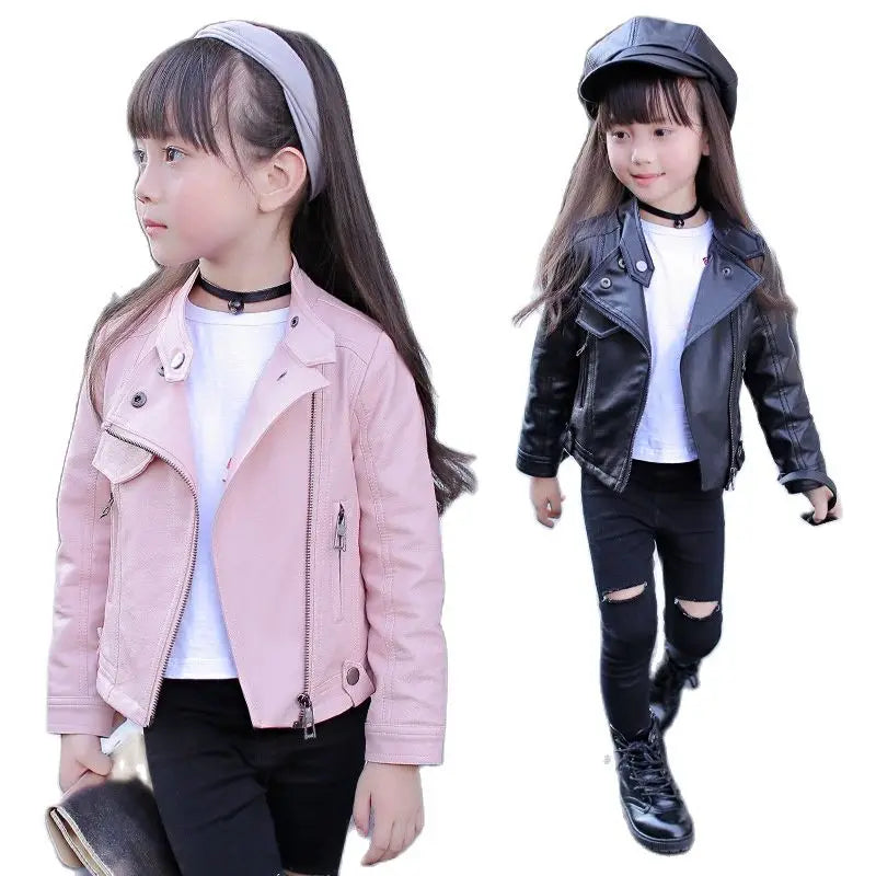 Pu Girls Teens Jackets Girl Kids Classic Collar Coats Teen Windbreaker Clothing Children's Outerwear 3-12 Years Girls Jackets