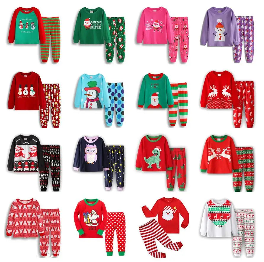 Kid Pajamas Set Baby Boy Clothes Girl Sleepwear Nightwear Children Santa Claus Christmas Pyjamas Cotton Clothing Set 2-7T