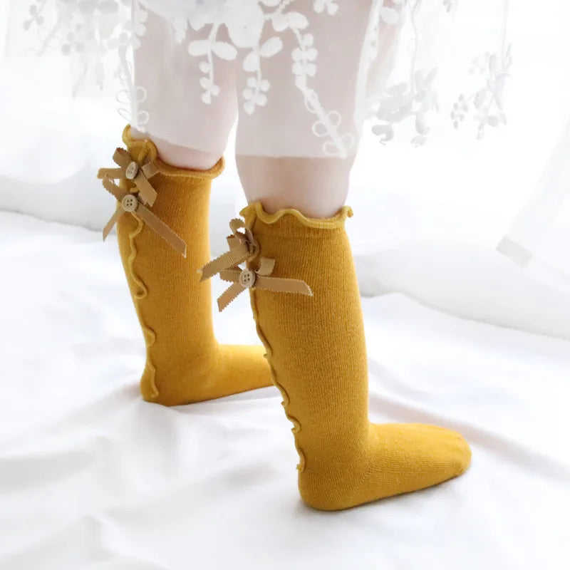 Children Socks Knee High Toddler Trousers Cotton Baby Girls Lace Baby Socks Girl Leg Warms Baby Girl Bow Sock