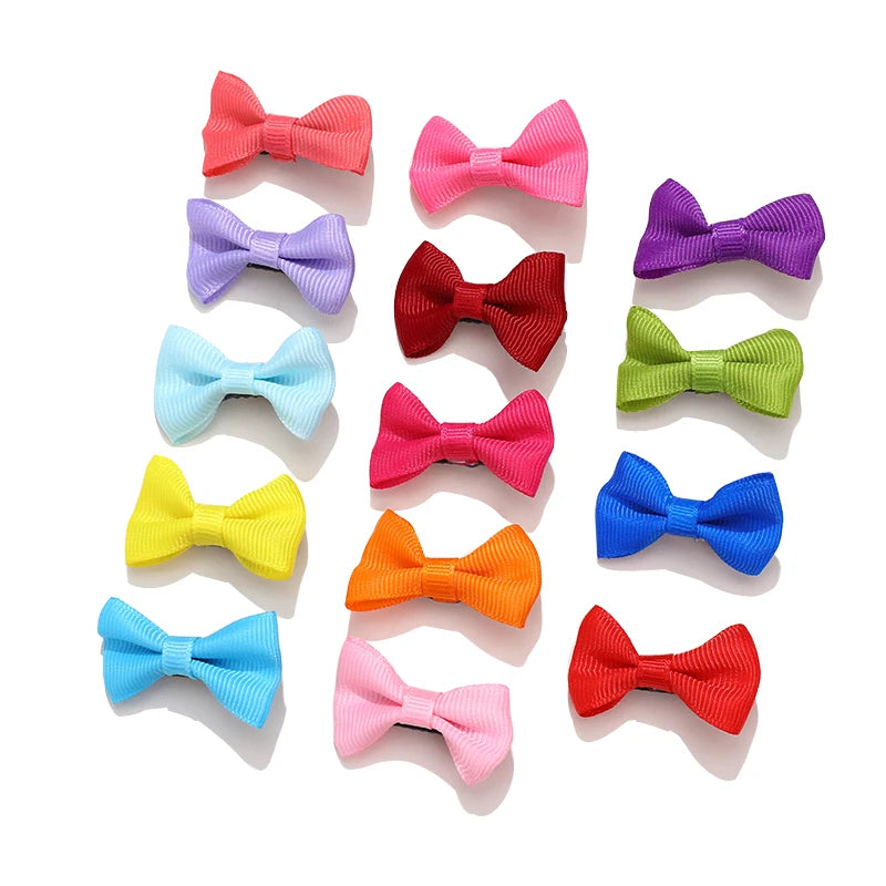 1 Set/Bag Baby Girls Cute Colors Satin Dot Bow Ornament Hair Clips Children Sweet Plaid Barrettes Hairpins Kids Hair Accessories