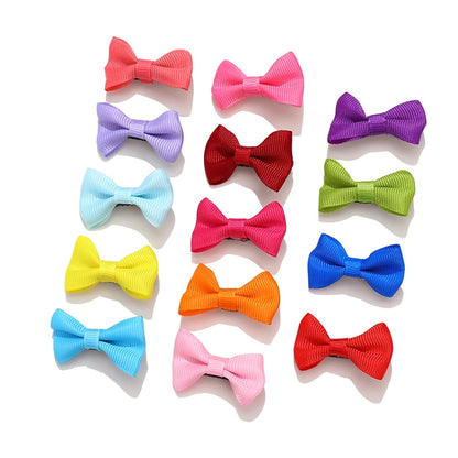 1 Set/Bag Baby Girls Cute Colors Satin Dot Bow Ornament Hair Clips Children Sweet Plaid Barrettes Hairpins Kids Hair Accessories