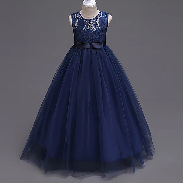 4-15yrs Kids Dresses For Girl Clothes Lace Flower Ball Gown Girls Long Dress For Wedding Prom Party Dresses Teenage Girl Costume