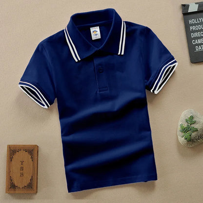 Boys Teens Short Sleeve Shirt 2023 Summer Fashion Cartoon Bear Embroidery School Clothes Little Girl Polo Shirts 2-14 Years Tops