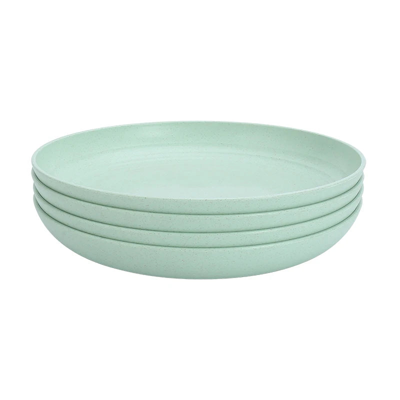 4Pcs Dinner Plate Set Wheat Straw Eco Friendly BPA Free Biodegradable Picnic Fruit Snack Plate Bone Dishes Kitchen Accessories