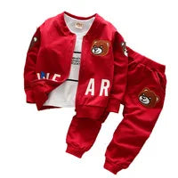 Baby Boy Clothes 2023 Autumn Cotton Thick Warm Casual Hooded Sweater Winter Cartoon Cute Bear Three-Piece Baby Girl Suit 0-5Y