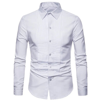 2019 New Designer Wedding Shirts For Men Long Sleeve Fashion Social Club Party Black White Men Dress Shirts Camisa Masculina