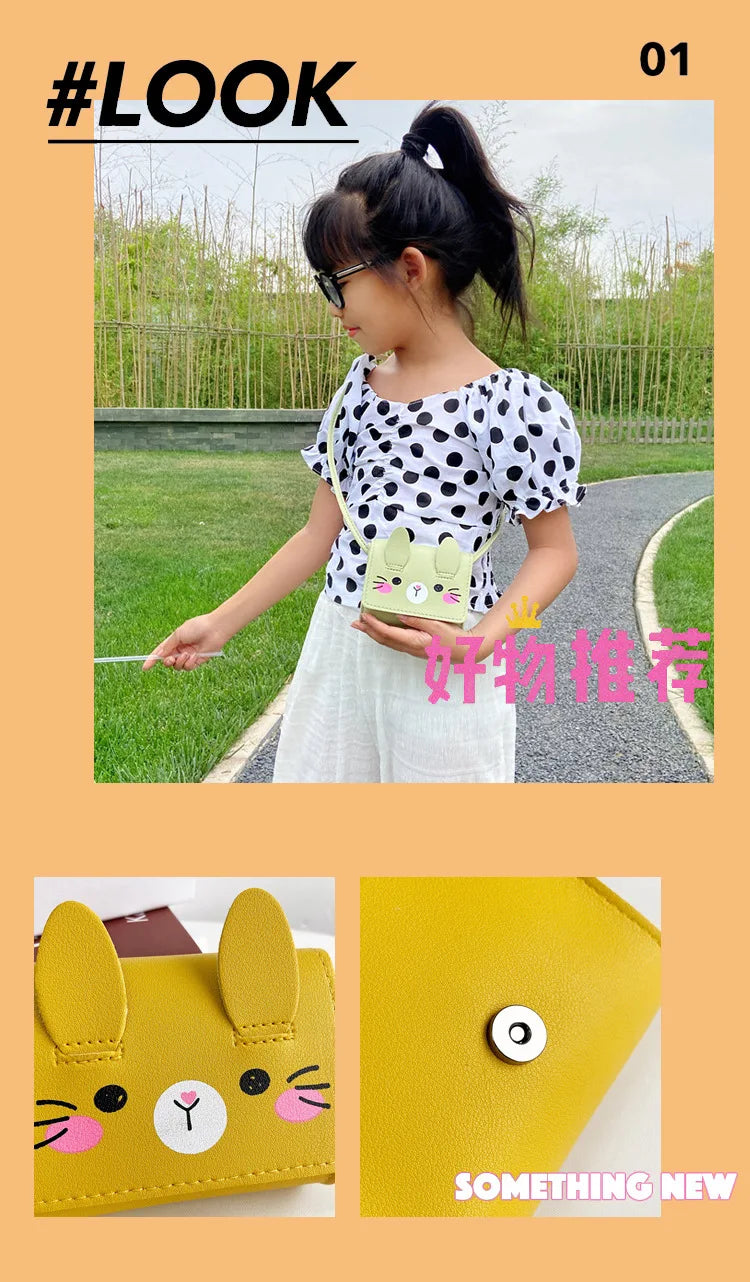 Children's Accessories Small Shoulder Bag Cute Rabbit BabyGirls Small Crossbody Bags Cartoon Kids Boys Mini Coin Purse Handbags