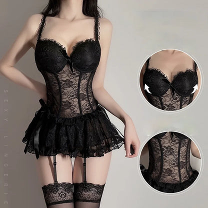 Sexy lingerie for women‘s Porn lace dress Set kirt Underwear Women skirtSlim waistcoat Princess Dress Ladies Erotic Costumes