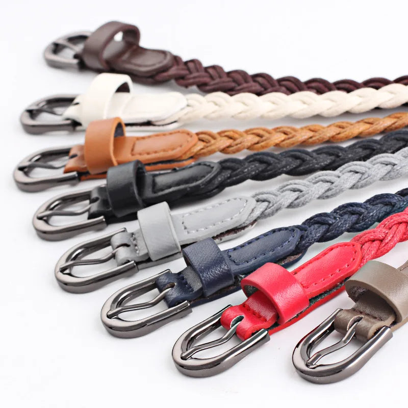 Fashion Casual Woven Knitted  Leather Female Waistband Ladies Decorative Women Belts Clothes Accessories Rope Braided