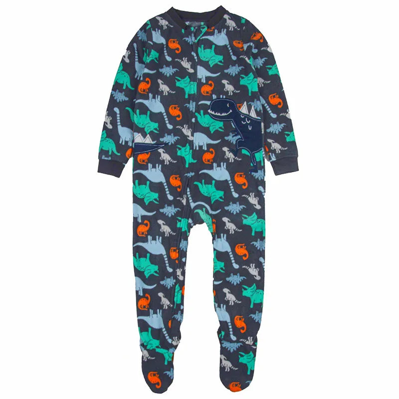 One-piece pajamas for children aged 3-10, pajamas for boys and girls, fleece one-piece suits, soft and warm.