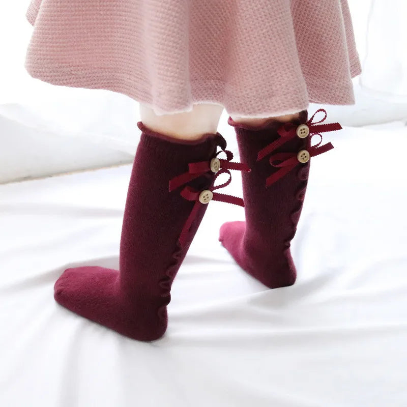 Children Socks Knee High Toddler Trousers Cotton Baby Girls Lace Baby Socks Girl Leg Warms Baby Girl Bow Sock