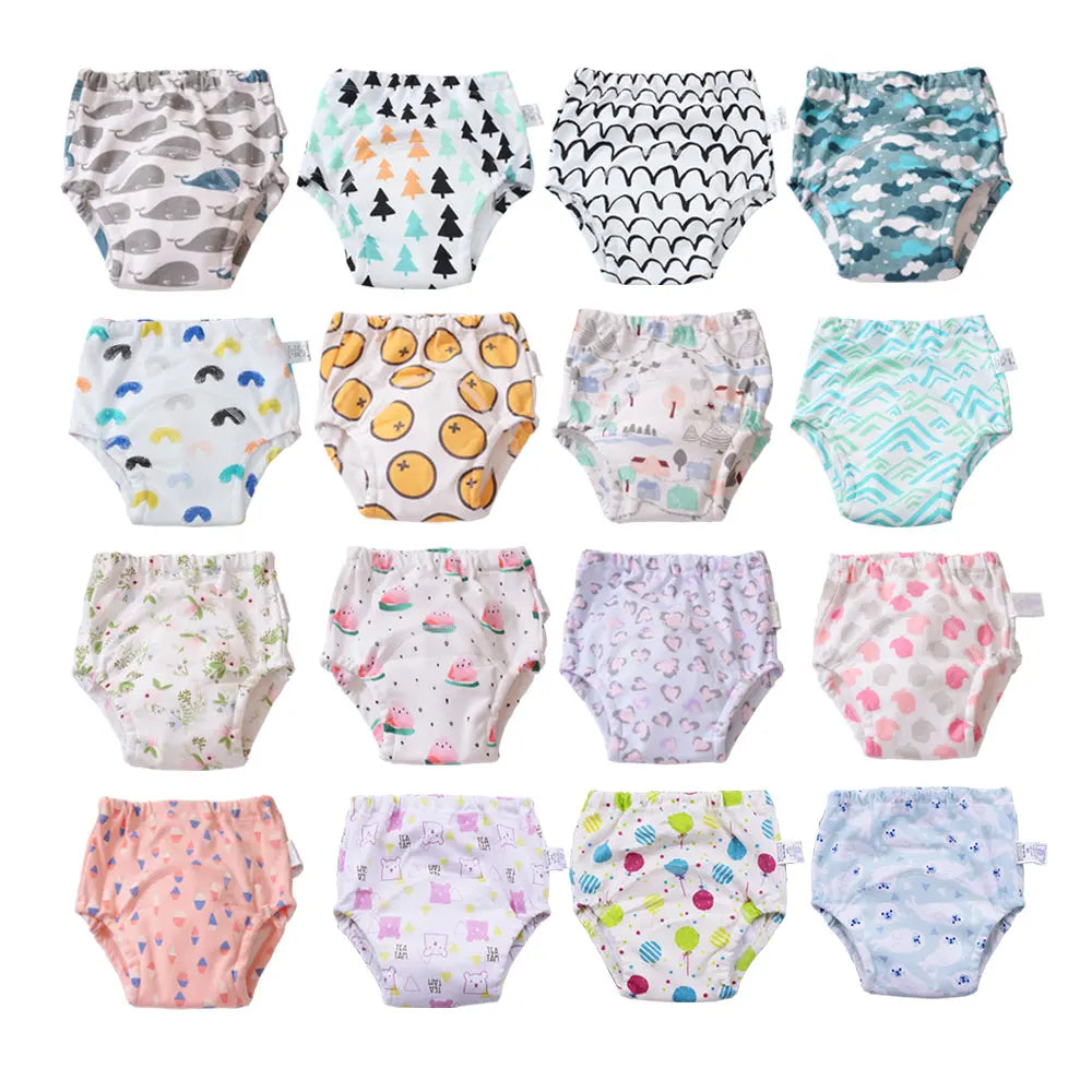 10 Pcs Reusable Baby Training Pants Washable Kids Cloth Diaper Nappies Changing Underwear Infant Toddler Potty Training Panties