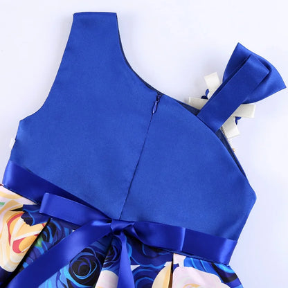 Girls Dress For Kids Clothes Flower One-shoulder Pageant Birthday Wedding Party Princess Children Dress 3 4 5 6 7 8 9 years