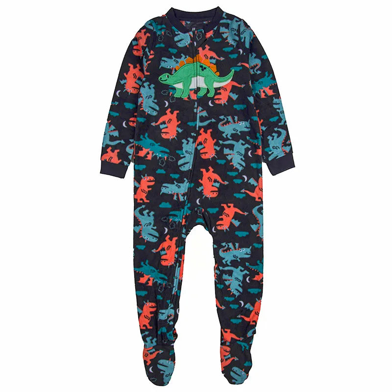 One-piece pajamas for children aged 3-10, pajamas for boys and girls, fleece one-piece suits, soft and warm.