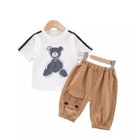 Baby Boy Clothes 2023 Autumn Cotton Thick Warm Casual Hooded Sweater Winter Cartoon Cute Bear Three-Piece Baby Girl Suit 0-5Y