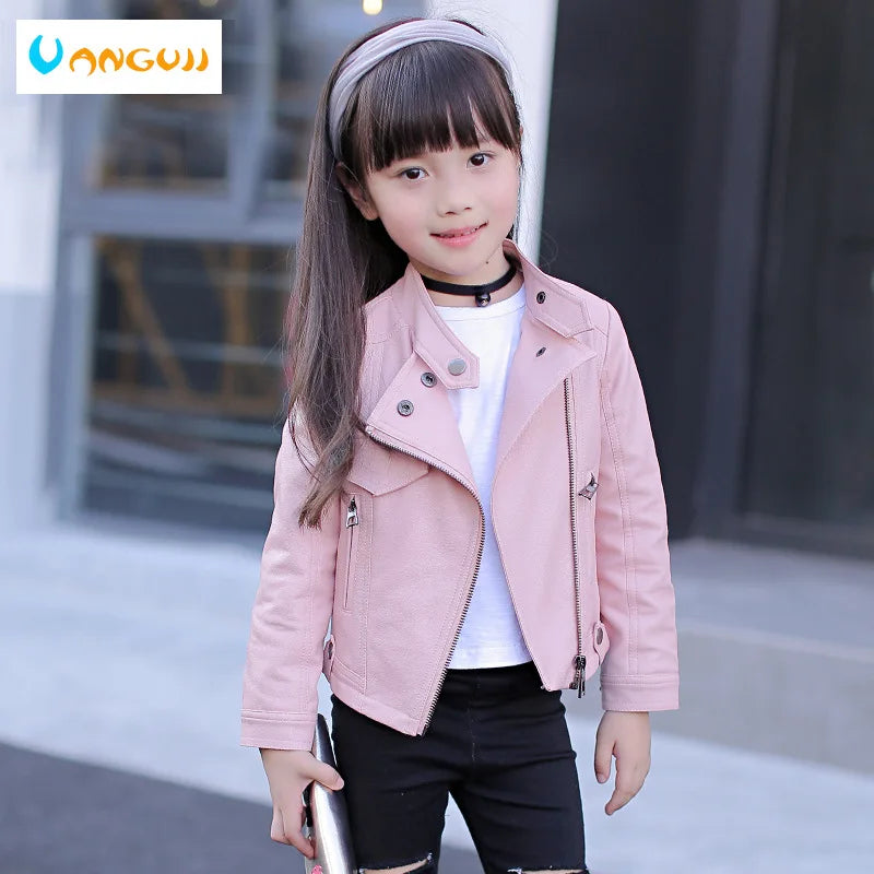 Pu Girls Teens Jackets Girl Kids Classic Collar Coats Teen Windbreaker Clothing Children's Outerwear 3-12 Years Girls Jackets