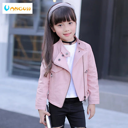 Pu Girls Teens Jackets Girl Kids Classic Collar Coats Teen Windbreaker Clothing Children's Outerwear 3-12 Years Girls Jackets