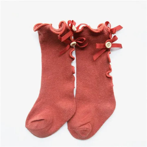 Children Socks Knee High Toddler Trousers Cotton Baby Girls Lace Baby Socks Girl Leg Warms Baby Girl Bow Sock