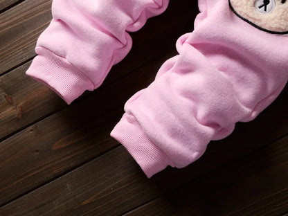 Baby Boy Clothes 2023 Autumn Cotton Thick Warm Casual Hooded Sweater Winter Cartoon Cute Bear Three-Piece Baby Girl Suit 0-5Y