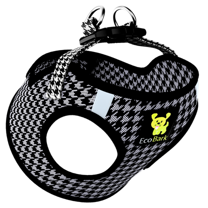EcoBark Step In Dog Harness - Teacup & Small Breeds- Reflective Soft Mesh Harness for Teacup, Small Dogs and Puppies / Houndstooth