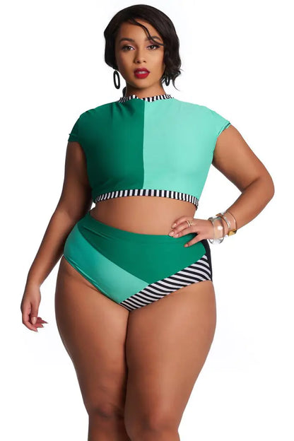 Plus Size Women's High Waisted Bikini Swimwear