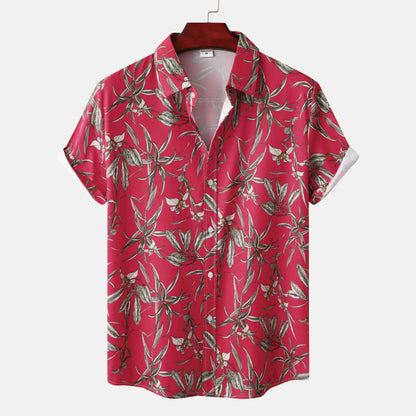 Men's Floral Print Short Sleeve Beach Shirt