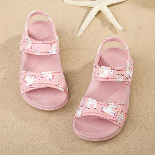 Trendy Girls Cartoon Print Non-Slip Summer Sandals