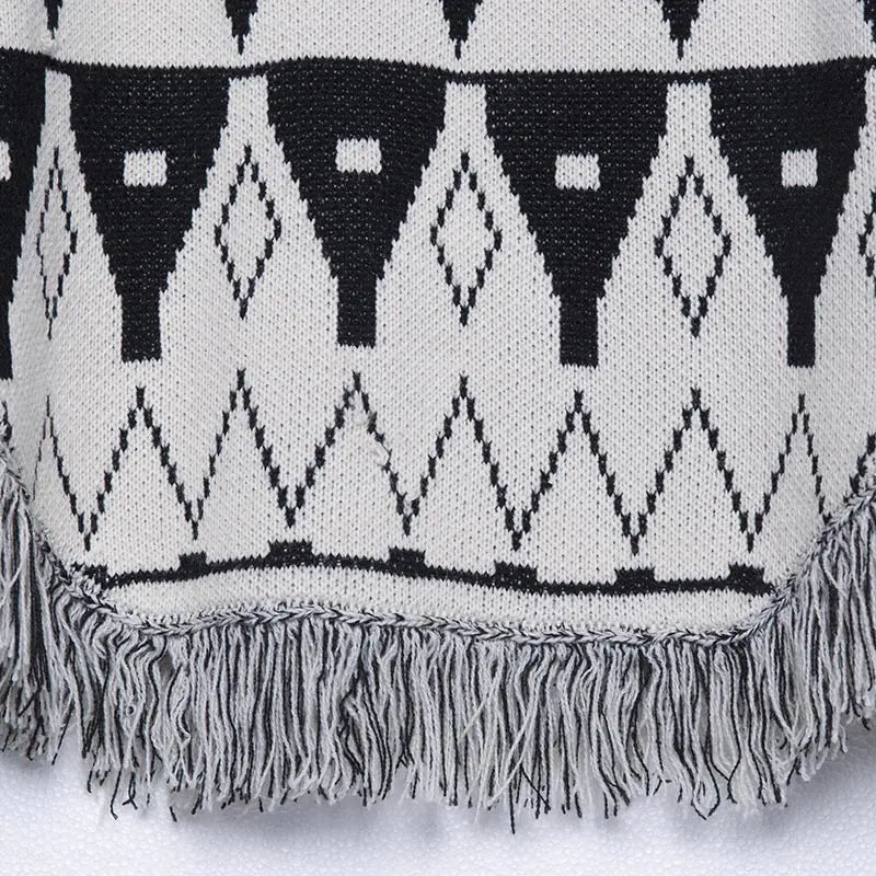 Women's Batwing Geometric Pattern Knit Sweater Top