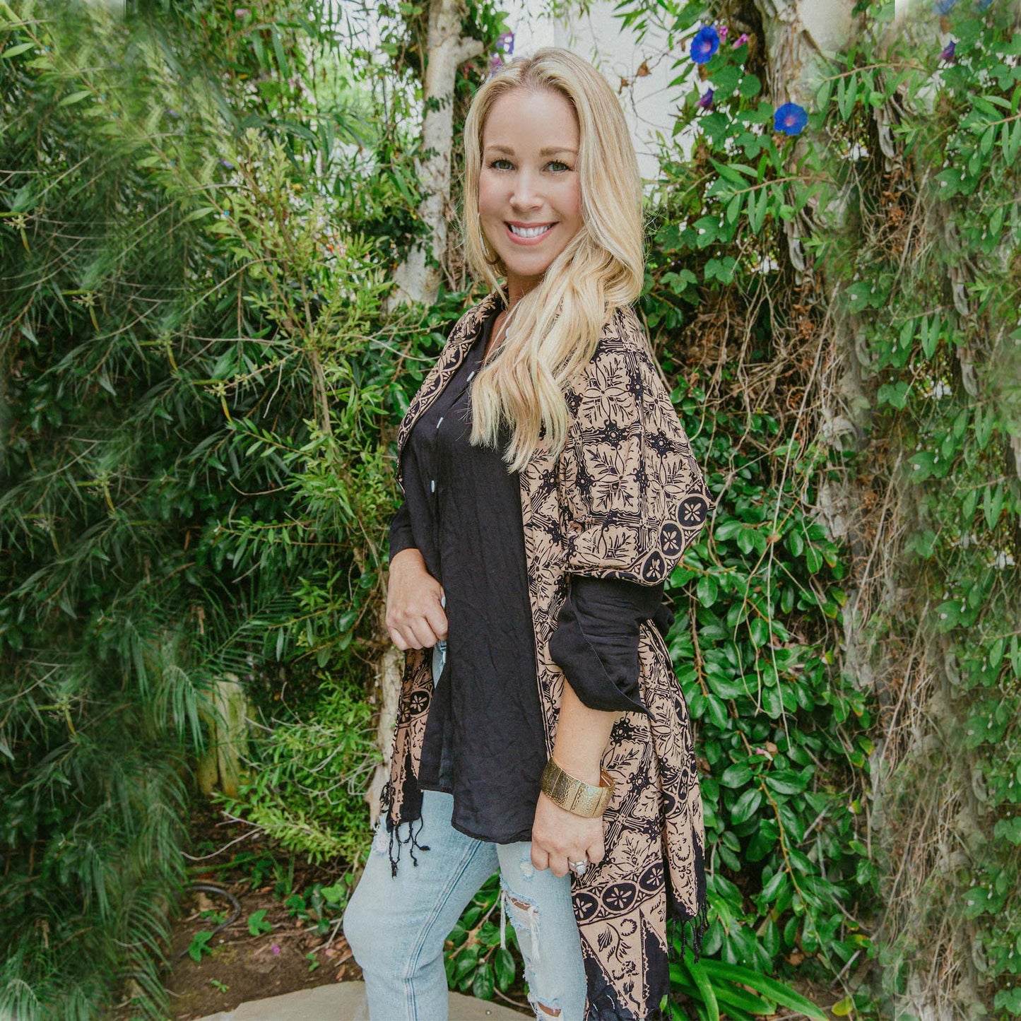 Handmade Batik Scarf, Black Brown Harvest, Hand Dyed, 100% Cotton