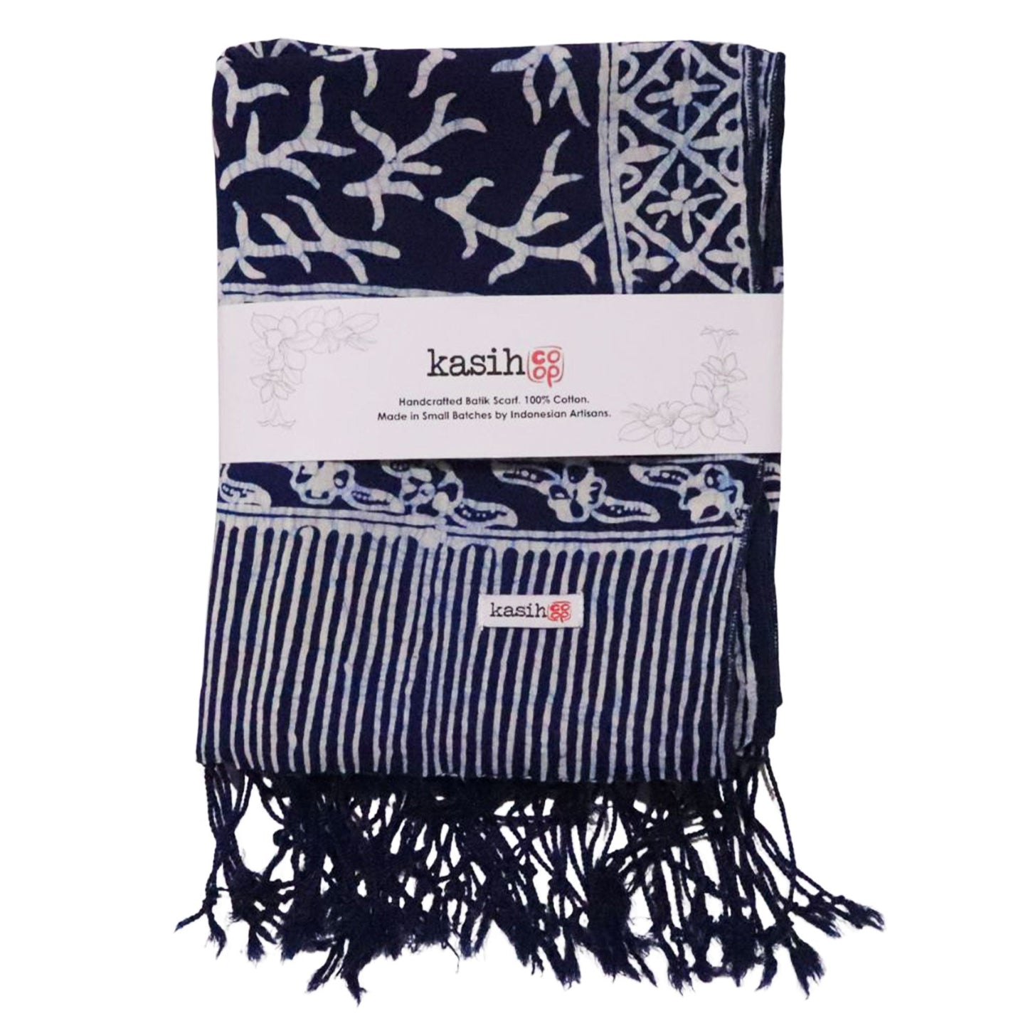 Handmade Batik Scarf - Soft Cotton - Mark, Blue