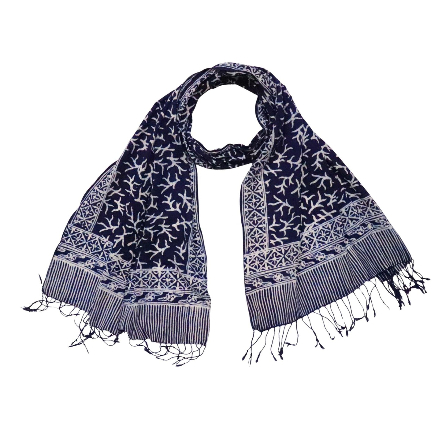 Handmade Batik Scarf - Soft Cotton - Mark, Blue
