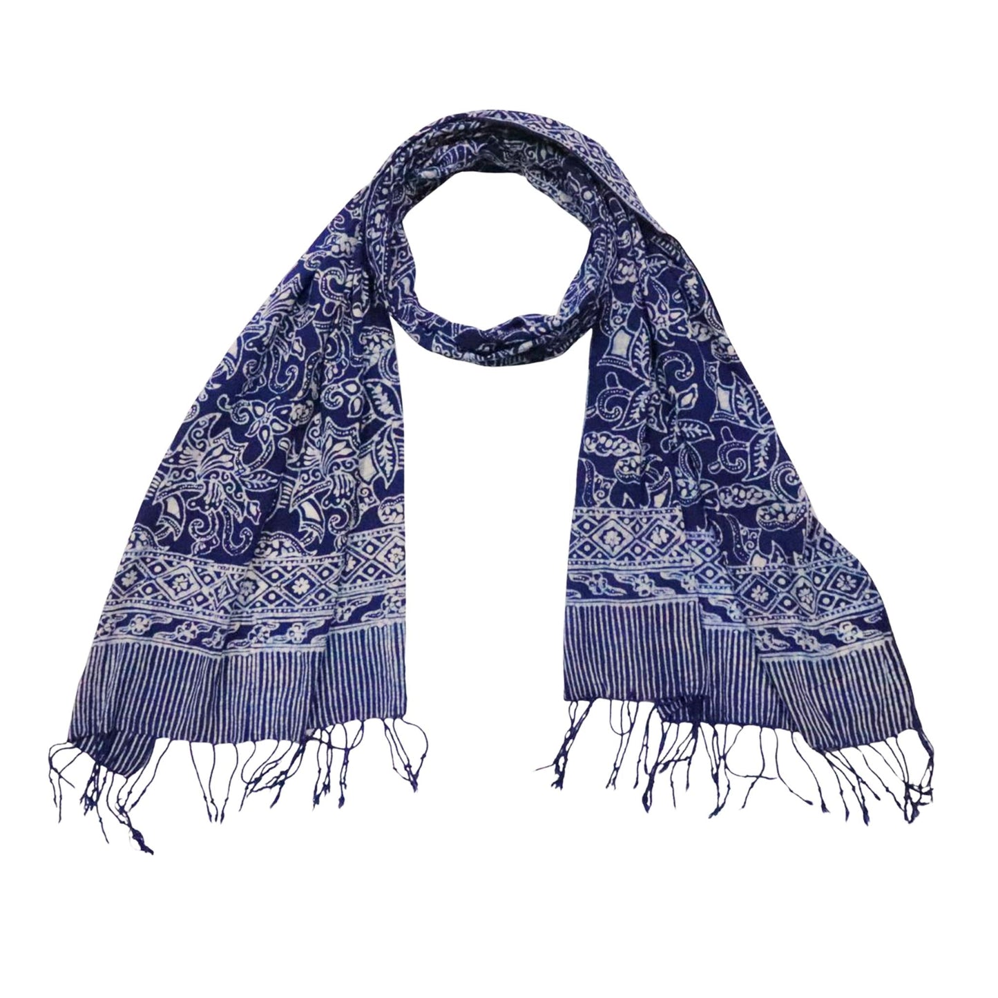 Handmade Batik Scarf - Cotton - Wings, Blue