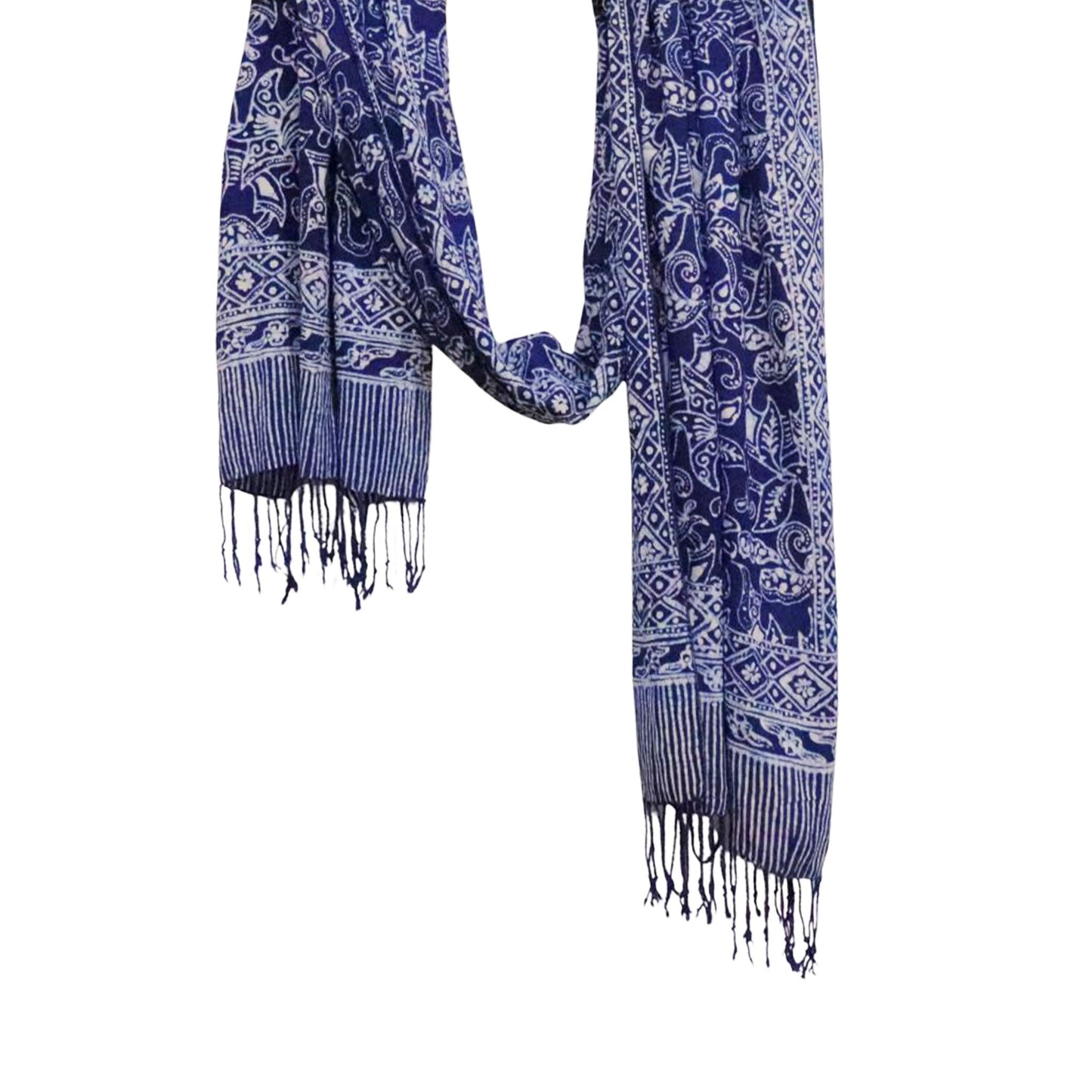 Handmade Batik Scarf - Cotton - Wings, Blue