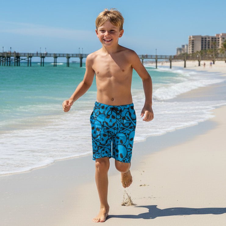Pirate Kids Skull & Bones Beach Shorts