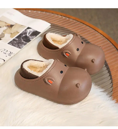Children's Fleece-lined Cartoon Cotton Slippers
