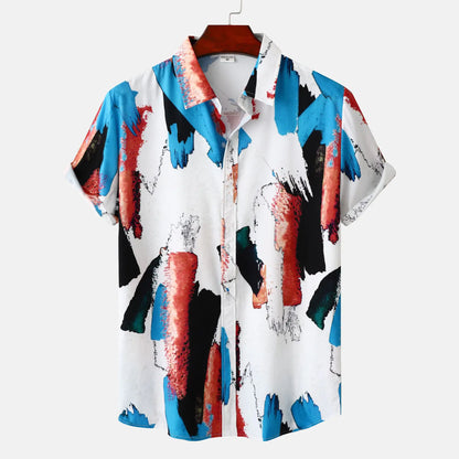 Men's Floral Print Short Sleeve Beach Shirt