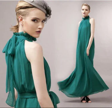 Bohemian Halter Neck Maxi Chiffon Beach Dress