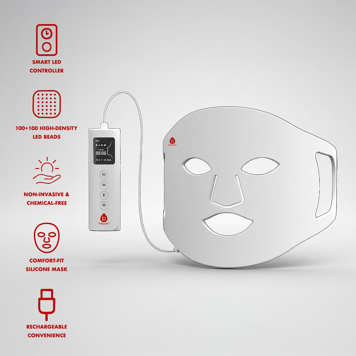 LED Light Therapy Mask with Smart Controller