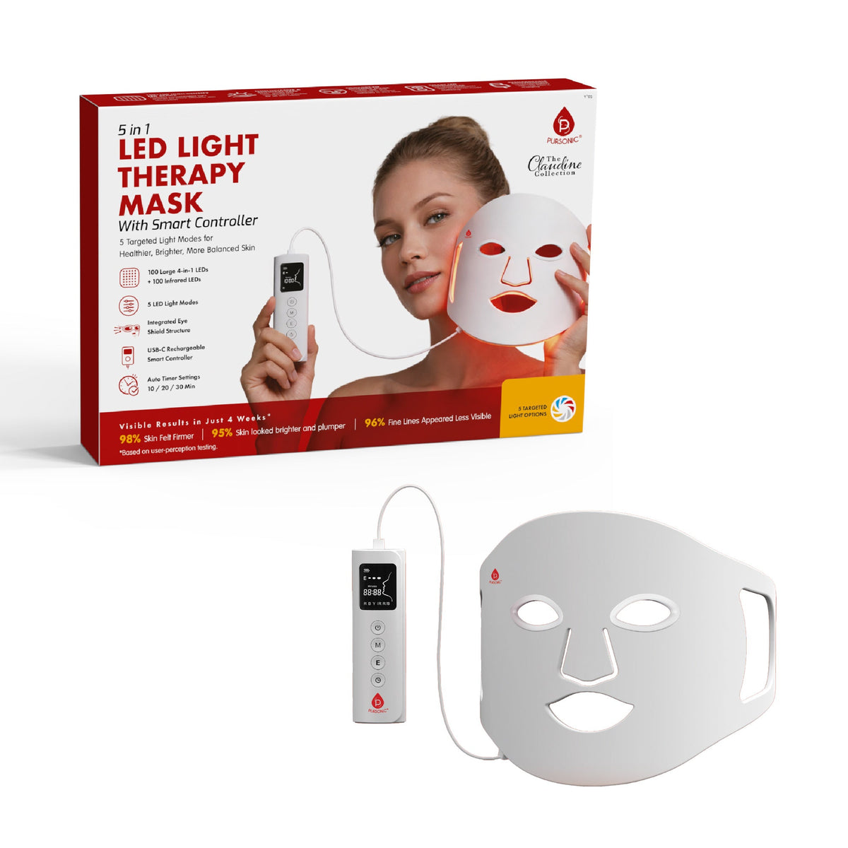 LED Light Therapy Mask with Smart Controller