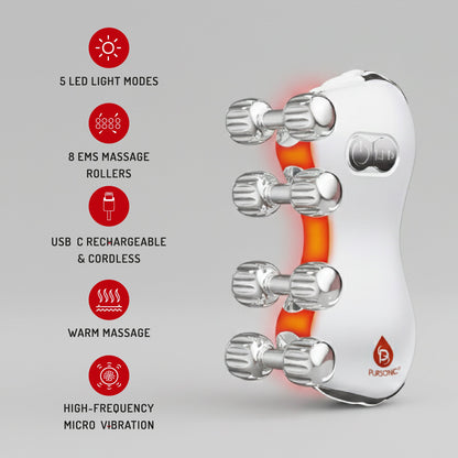 5-in-1 LED Light Therapy Skin Roller Massager & Anti-Aging Serum Set